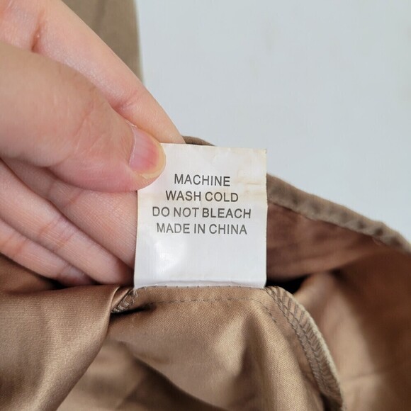 Toby Heart Ginger 100% Cotton Green Tan Smocked Short Sleeve Faux Suede Blouse - Picture 10 of 11